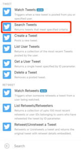 integromat: select search tweets
