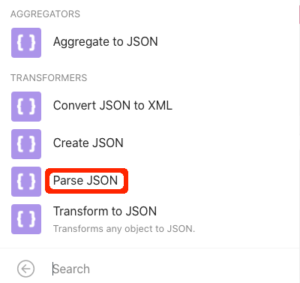 integromat:select parse json