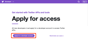 twitter: apply for access